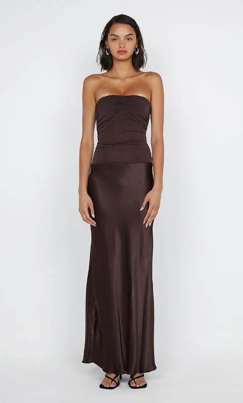 DUA STRAPLESS DRESS - DARK CHOCOLATE Cashmere