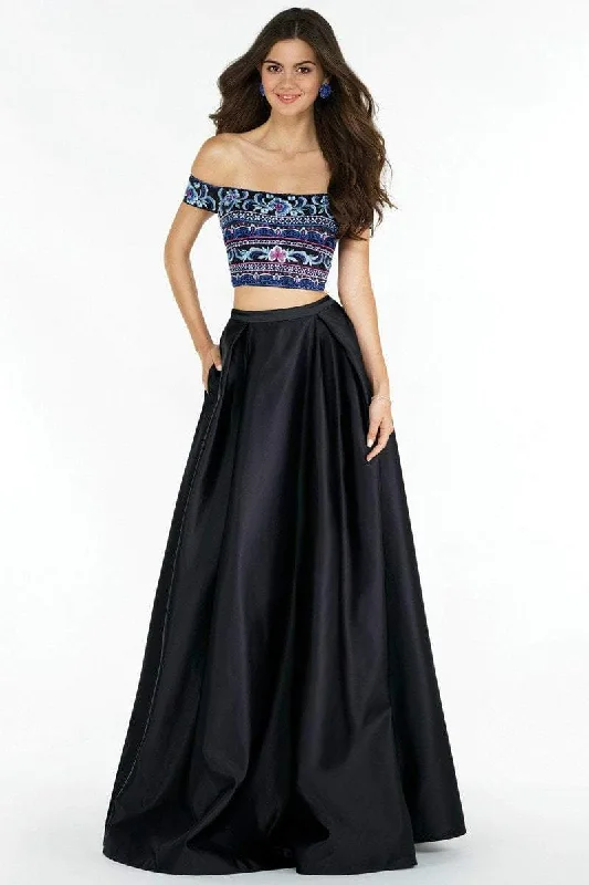 Alyce Paris 6817 Embroidered Off Shoulder Two-Piece Gown - 1 pc Black Multi in Size 2 Available Practical Women's Quick - dry
