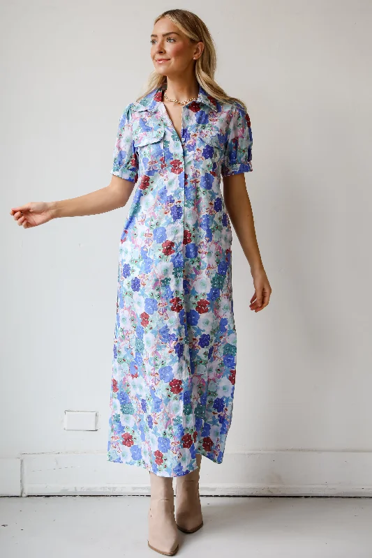 FINAL SALE - Favorite RSVP Blue Floral Maxi Dress Cashmere