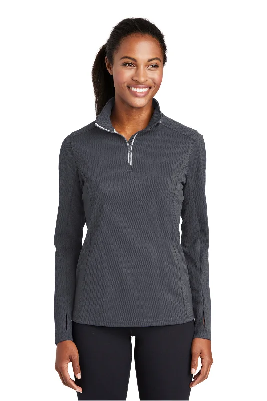 Sport-Tek Womens Sport-Wick Moisture Wicking 1/4 Zip Sweatshirt - Iron Grey Cozy Women's Winter