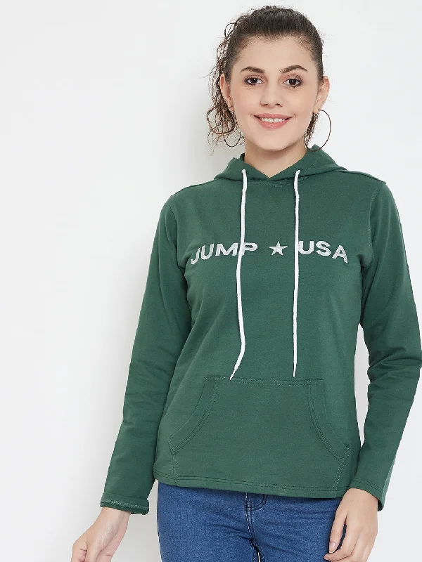 JUMP USA Women Solid Hooded Sweatshirt Traditional Women's Wool