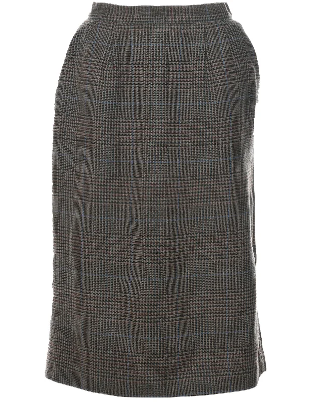 Checked Pencil Skirt - S Laid - back Women's Style