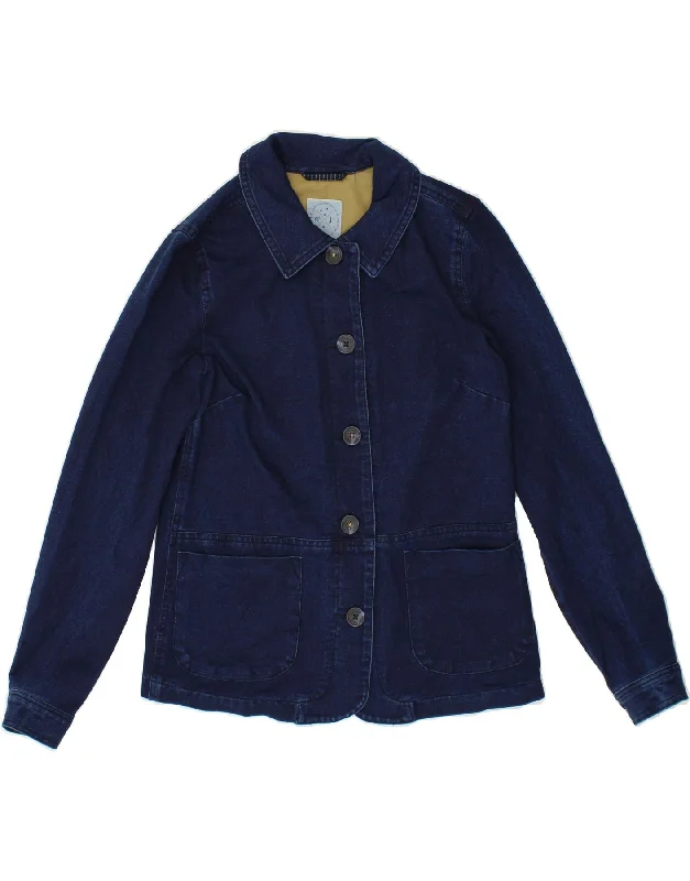 WHITE STUFF Womens Loose Fit Denim Jacket UK 6 XS  Navy Blue Cotton Preppy Women's College