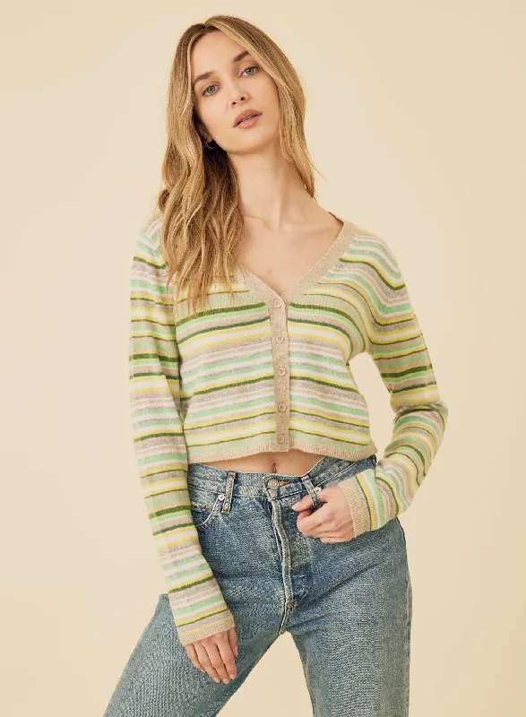 Mira Cashmere Cardigan - Mantis Combo Sustainable Organic
