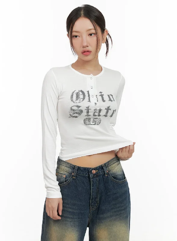 Buttoned Graphic Long Sleeve CG423 Monochromatic Office Style