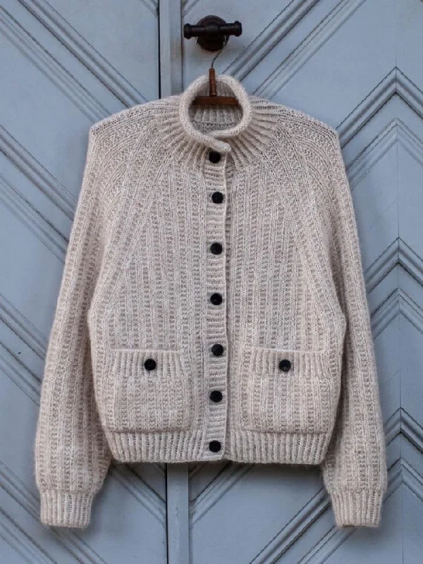 Ribbed Raglan cardigan by Anne Ventzel in Önling No 2 + Silk mohair yarn kit (ex pattern) Hip Women's Urban