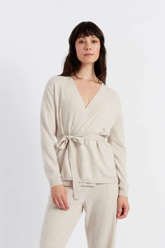 Light-Oatmeal Wool-Cashmere Wrap Cardigan garde