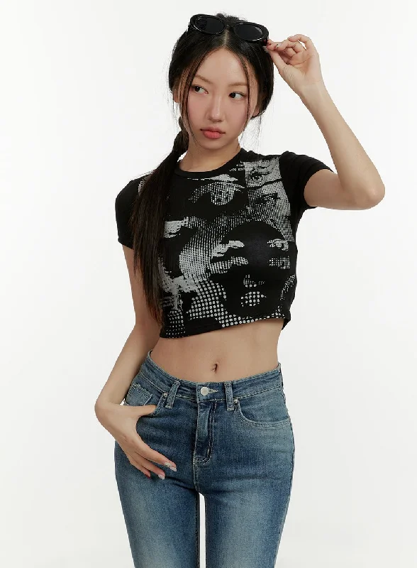 Graphic Crop Top CY409 Sharp Women's Italian