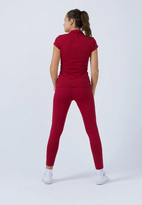 Tennis Poloshirt Damen & Mädchen, bordeaux rot Athletic Women's 