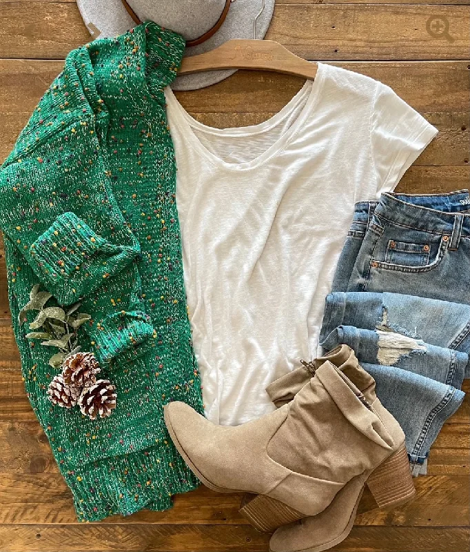 Green One Size Confetti Cardigan Scandinavian