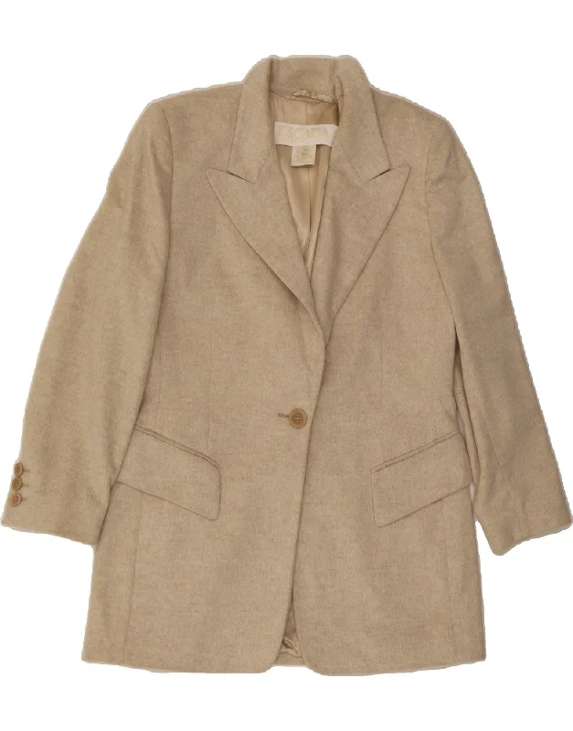 ESCADA Womens 1 Button Blazer Jacket IT 42 Medium Beige Angora Dapper Women's Bow - adorned