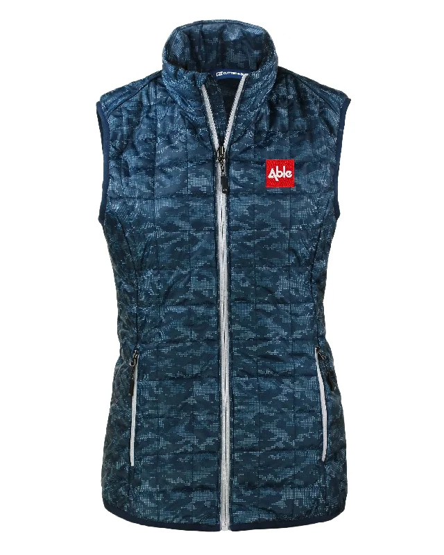 Cutter & Buck Rainier PrimaLoft Ladies Eco Insulated Full Zip Printed Puffer Vest Cool Women's Skate