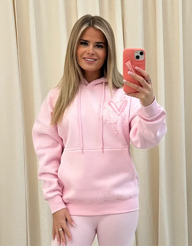 Pink Heart Graffiti Hoodie Pink Tough Women's Military - inspired