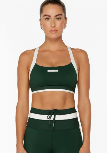 Lorna Jane Get On The Green Rib Sports Bra - Dark Green British Gentlewoman Style