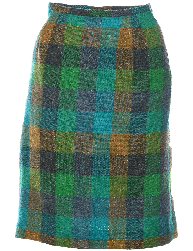 Checked Pencil Skirt - S Sophisticated Women's 