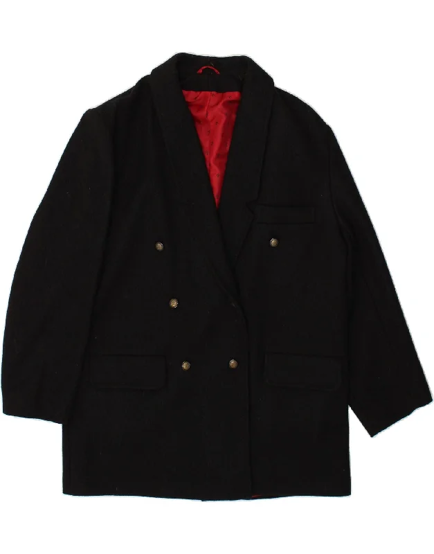 DOROTHY PERKINS Womens Double Breasted Coat UK 14 Medium Black Wool Refined Women's Classic 