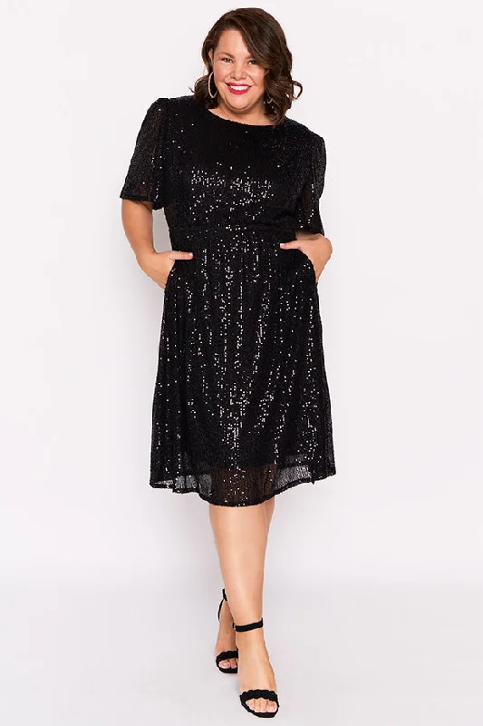 Tinsley Black Sequins Dress Relaxed Women's Beachy