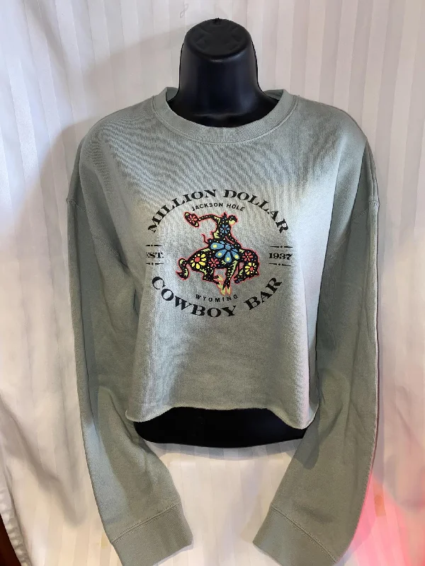 Colorful Sage Crop Sweatshirt Country