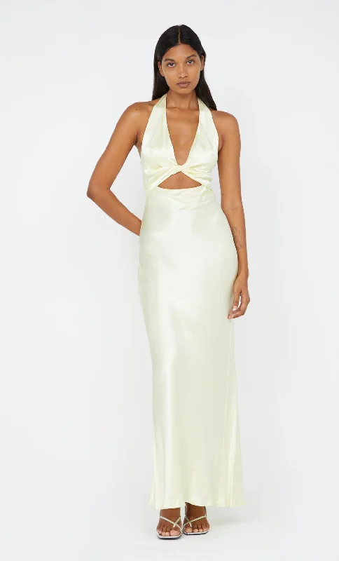SABIA TWIST DRESS - ICE YELLOW Stylish Women's Neon