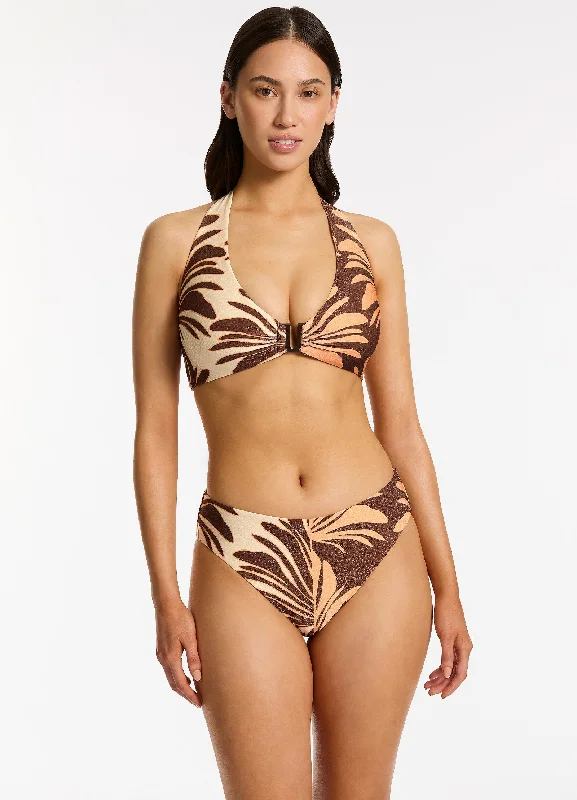 Dahlia Palm Halter Bikini Top - Chocolate Refined Women's 