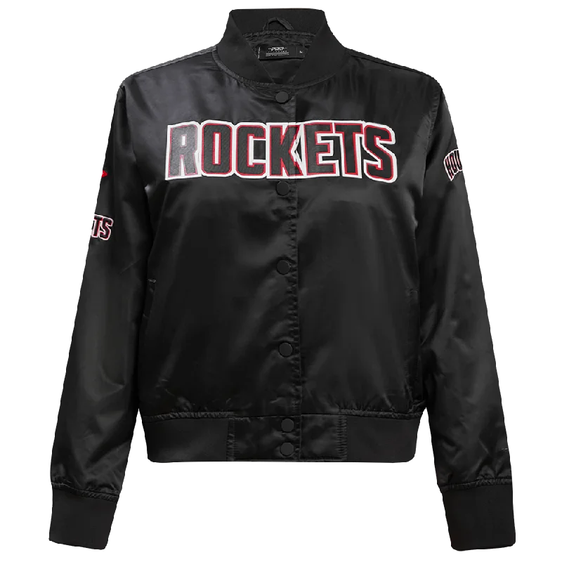 NBA HOUSTON ROCKETS CLASSIC WOMEN'S SATIN JACKET (BLACK) Traditional Women's 