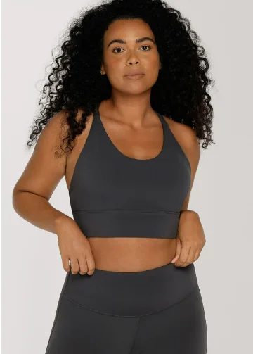 Lorna Jane Lotus Longline Sports Bra - Titanium Cozy Women's Winter