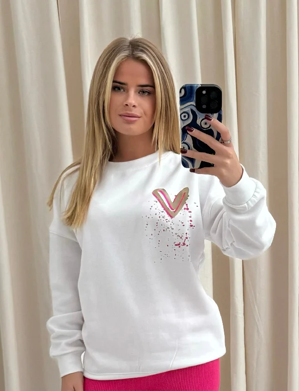 Life Is Good Graffiti Sweatshirt White Athletic Women's 
