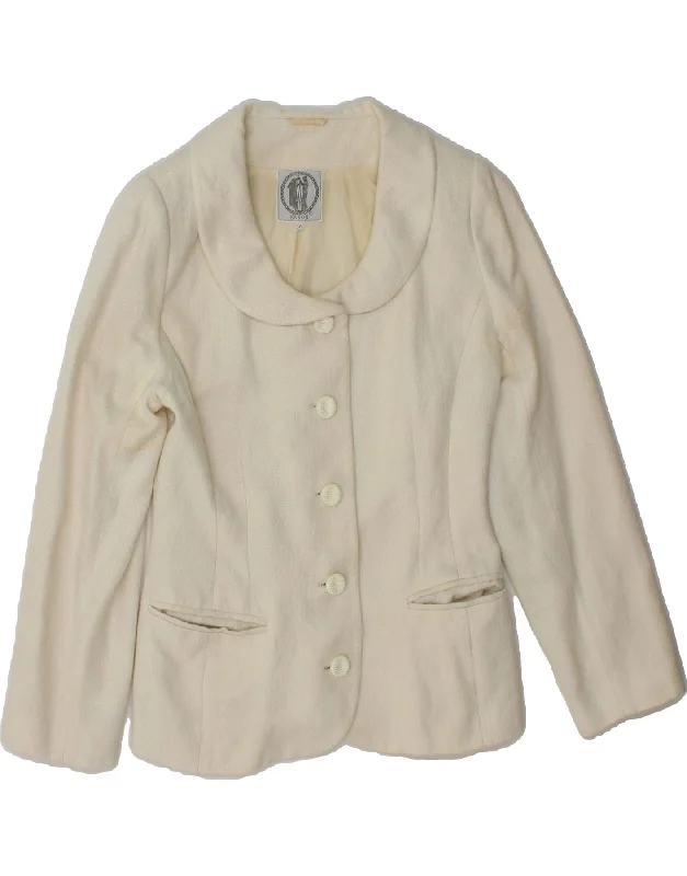 VINTAGE Womens 5 Button Blazer Jacket EU 36 Small White Sharp Women's Italian