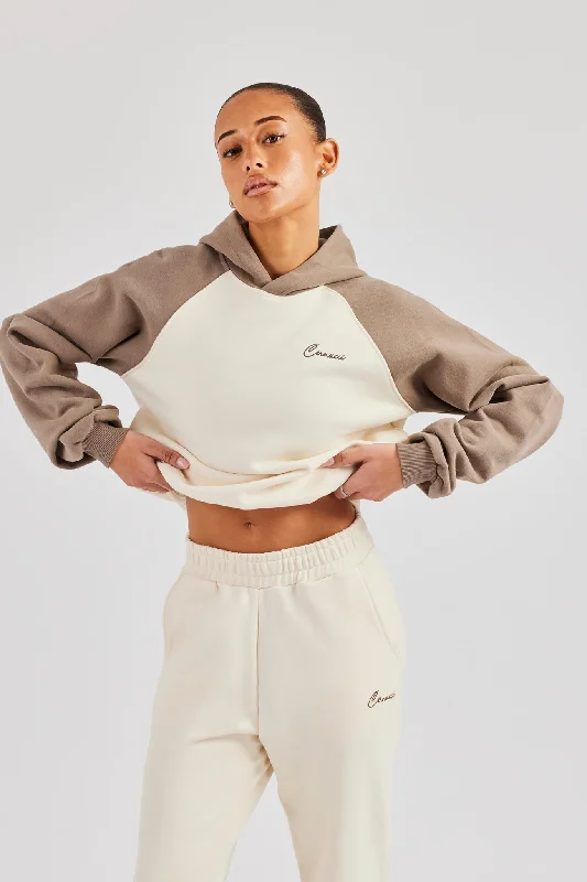 Contrast Raglan Sleeve Hoodie - White Vacation