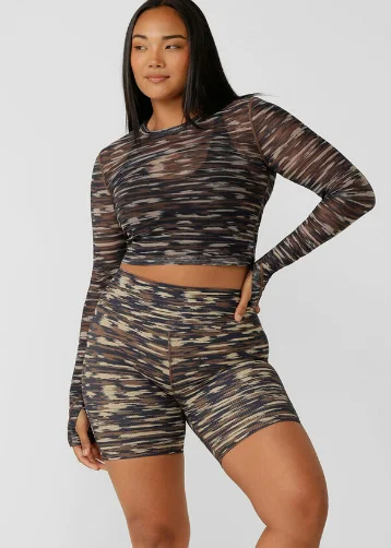 Lorna Jane Zen Rib Bike Short - Zen Stripe Print Vacation