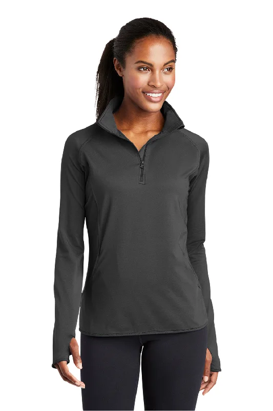 Sport-Tek Womens Sport-Wick Moisture Wicking 1/4 Zip Sweatshirt w/ Pouch Pocket - Charcoal Grey garde Sport-Tek Womens Sport-Wick Moisture Wicking 1/4 Zip Sweatshirt w/ Pouch Pocket - Charcoal Grey garde