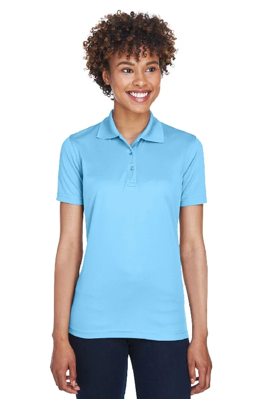 UltraClub Womens Cool & Dry Moisture Wicking Short Sleeve Polo Shirt - Columbia Blue Disco