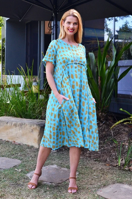 Aqua Mustard Midi Tunic Dress Refined Women's 