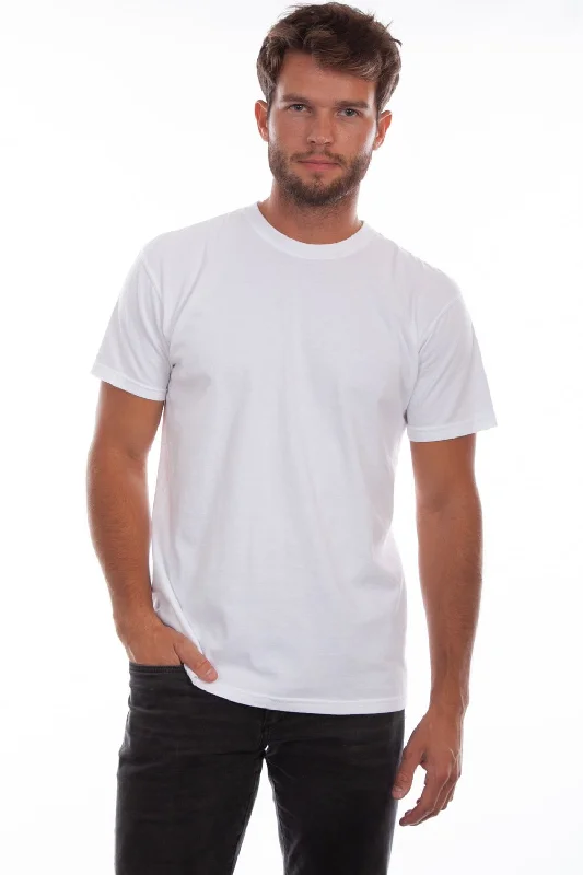 Scully Mens White 100% Cotton Crew S/S T-Shirt Earthy Women's Hemp - based