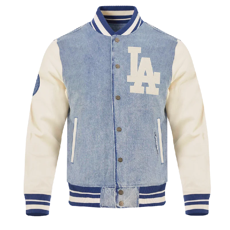 MLB LOS ANGELES DODGERS VARSITY BLUES MEN'S DENIM VARSTIY JACKET (DENIM/LINEN) Adventure