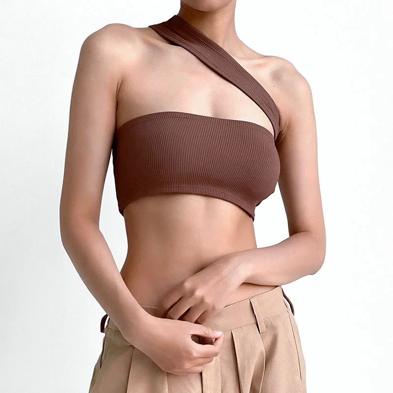 Sexy Sleeveless Breastless Short T-Shirt Wholesale Womens Tops Country