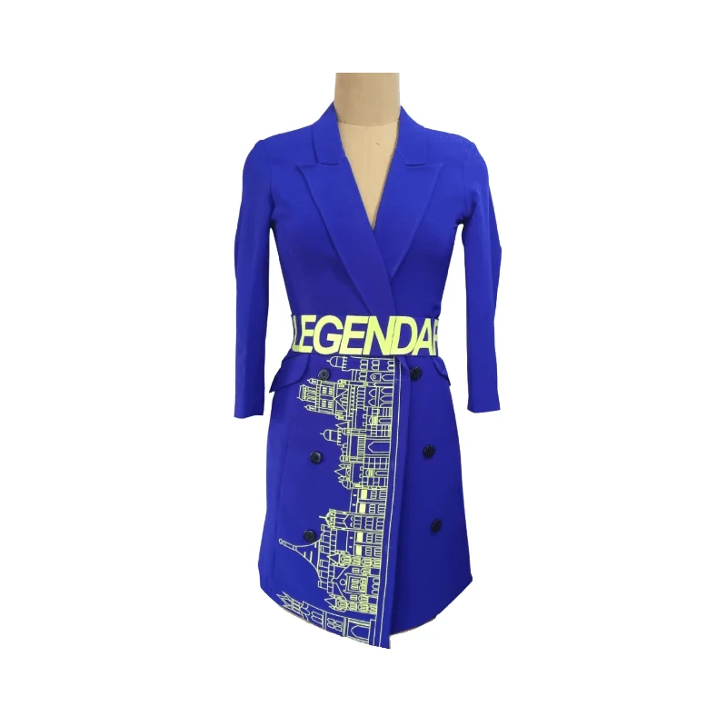 Electric Blue Building Blazer Dress Refined Women's Classic 
