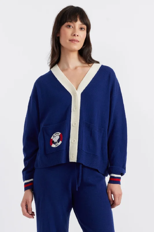 Blue Wool-Cashmere Snoopy Nautical Cardigan Street