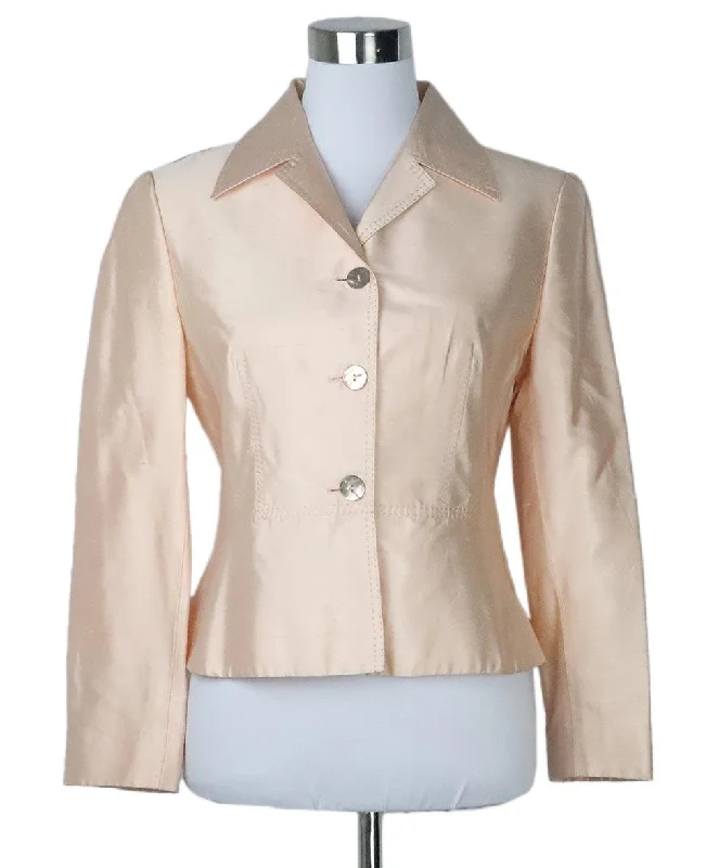 Alberta Ferretti Peach Silk Blazer sz 4 Sleek Women's 