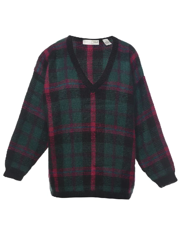 Checked Jumper - L Feminine Women's Soft 