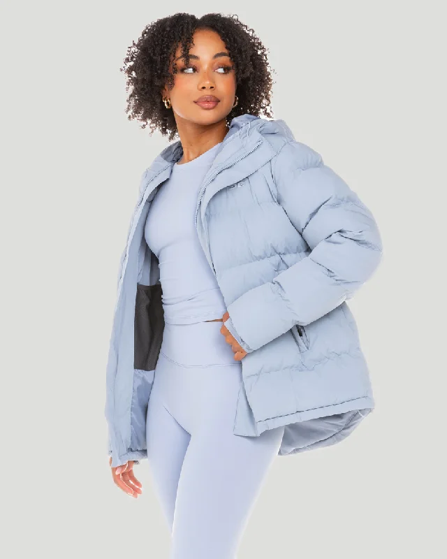 Unisex Puffer Jacket - Blue Blizzard Trendy Women's Oversized