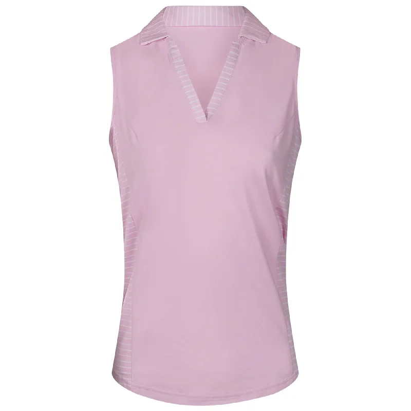 Womens Sleeveless Open Placket Shirt Pink - AW24 Casual Women's Loose - fitting