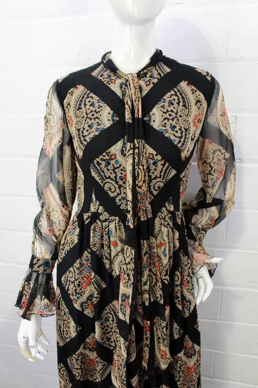 Vintage 1970s/ 1980s Silk Oscar de la Renta Secretary Tie Dress, Medium Rugged Women's Outdoor 
