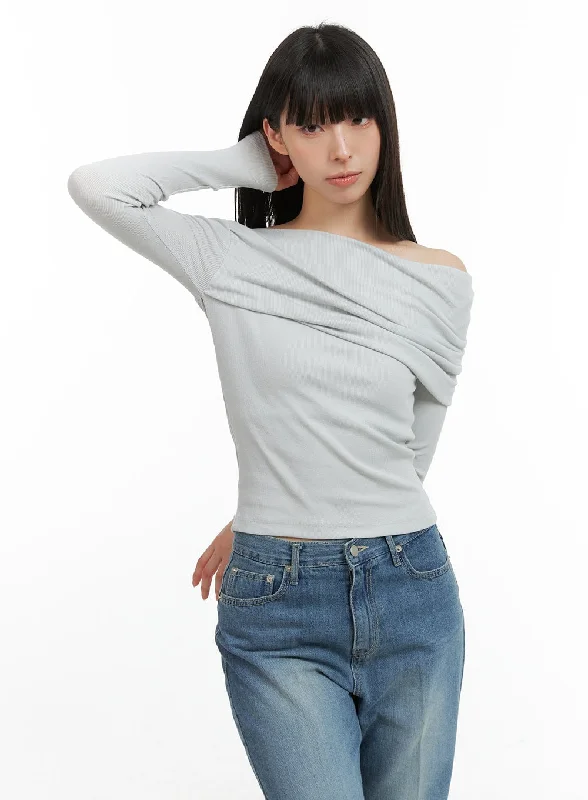 Shirred One Shoulder Crop Top CG419 Contemporary 