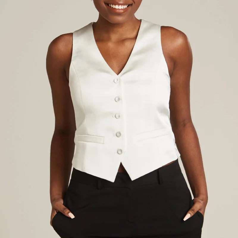 Pearl White Tuxedo Vest Sustainable Organic