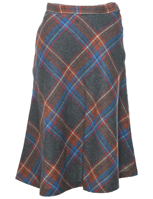 Checked A-line Skirt - S Artistic Women's Avant - 