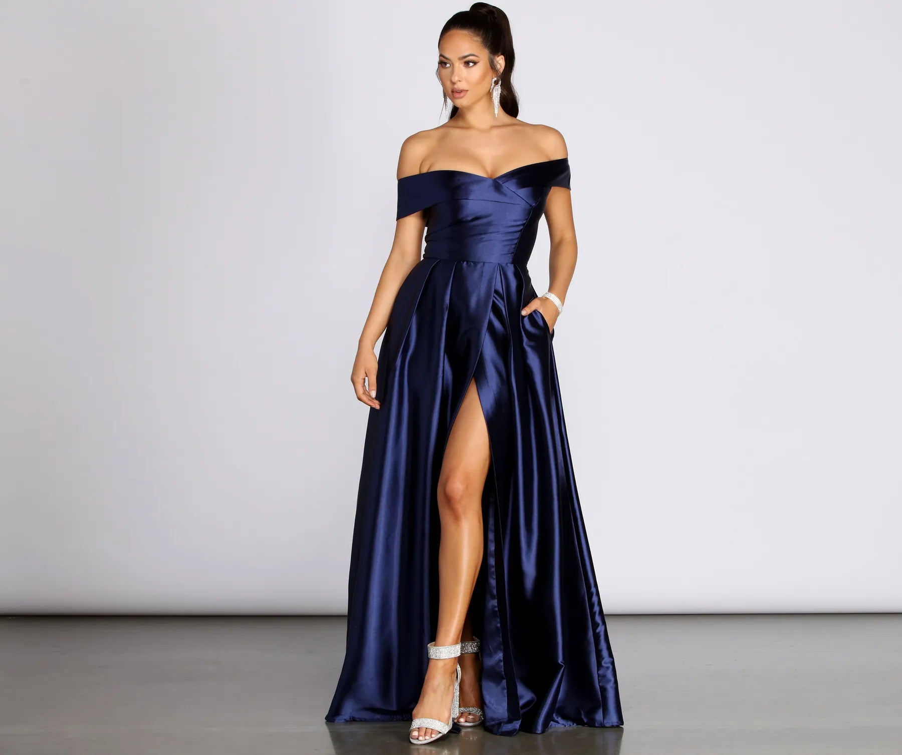 Palmer Formal Satin Wrap Dress Edgy Women's Punk
