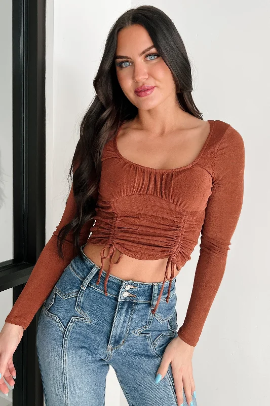 Mystic Evening Ruched Long Sleeve Top (Sequoia) performance