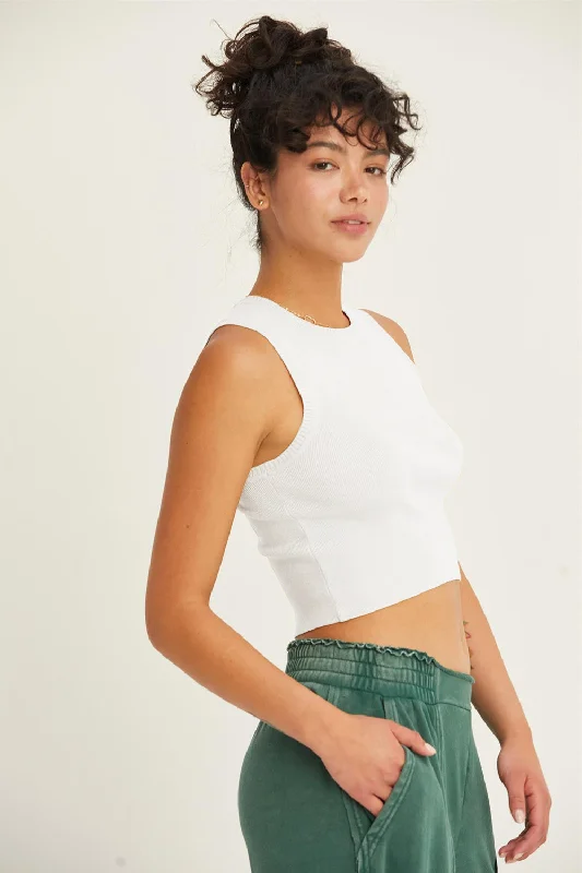 HYFVE Ribbed Knit Cropped Tank Polished Women's Silk