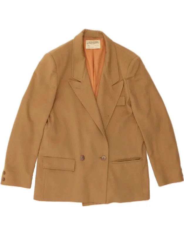 JAEGER Womens Double Breasted Blazer Jacket UK 16 Large Brown Wool Cashmere